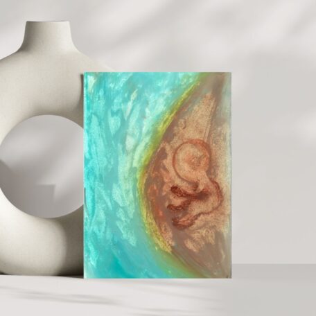 Postcard of drawn fetus in womb.