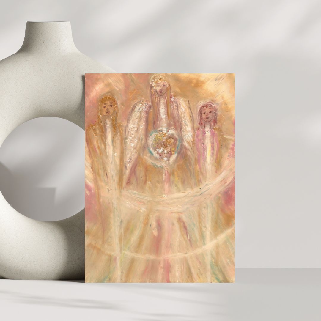 An angel holding a baby