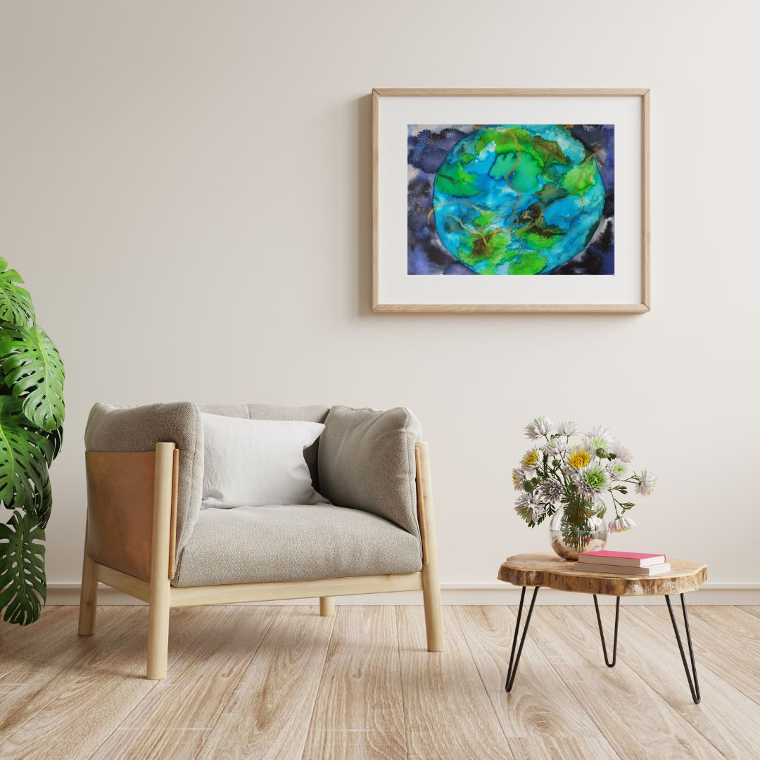 water colour painting of earth