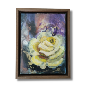 Rose 10 – Golden Bloom | original framed painting 21 x 27 cm