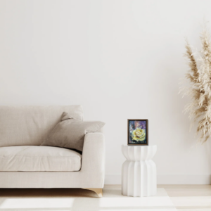 Rose 10 – Golden Bloom | original framed painting 21 x 27 cm