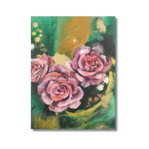 Rose 13 – The Grace of Pink Roses |  Original painting on canvas 40 x 30 cm
