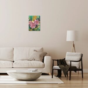 Rose 13 – The Grace of Pink Roses |  Original painting on canvas 40 x 30 cm