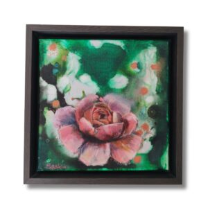 Rose 12 – Pink Rose of romance | original painting on canvas 23 x 23 cm