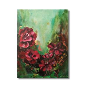 Rose 14 – Crimson garden of Eve  | Original painting on canvas 50 x 40 cm