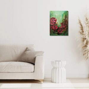 Rose 14 – Crimson garden of Eve  | Original painting on canvas 50 x 40 cm