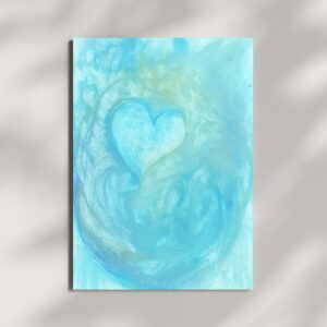 oil pastel drawing of a blue heart